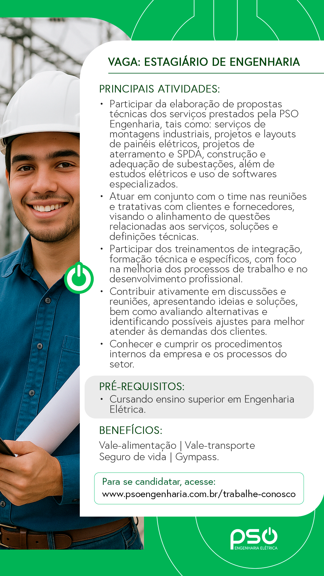 Post - Nova Vaga Estagiario de Engenharia story