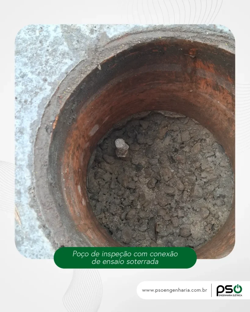 Poço de inspeção com conexão de ensaio soterrada